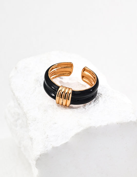 Obsidian Symphony Adjustable Ring