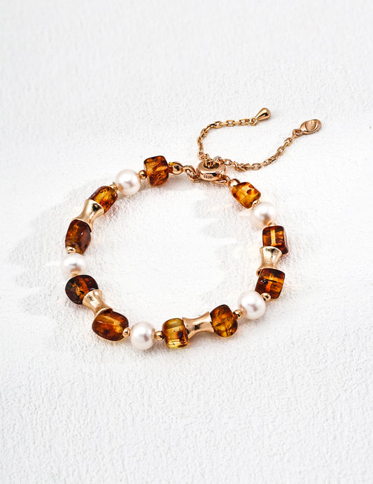Amber Odyssey Pearl Strand Bracelet