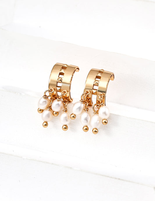 Lunar Halo Pearl Earrings
