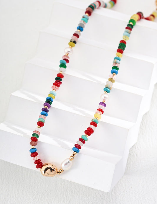 Rainbow Reverie Pearl & Gemstone Necklace