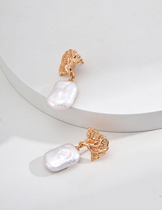 Coral Whisper Baroque Earrings