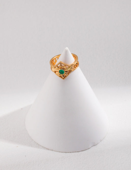 Geometric Verdure Adjustable Ring