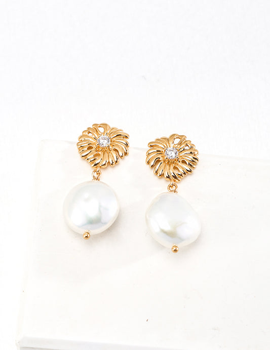 Stellar Blossom Pearl Earrings