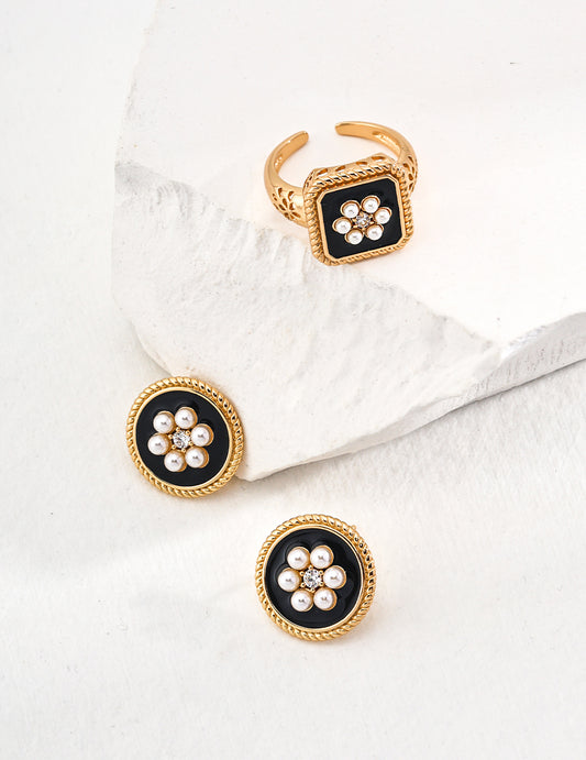Gilded Flora Square Ring