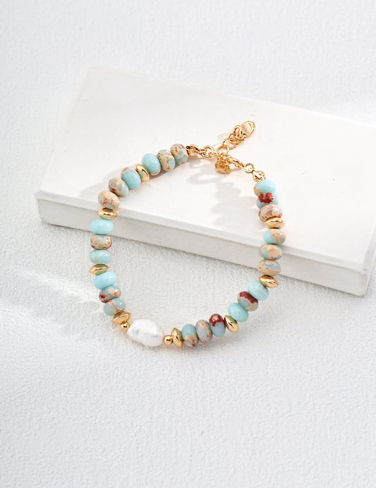 Frostbloom Agate Pearl Bracelet