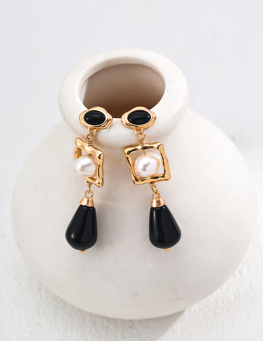 Black Opal & Pearl Cascade Earrings